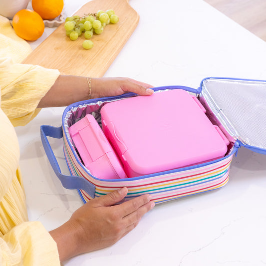MontiiCo Large Insulated Lunch Bag - Fruity Stripe