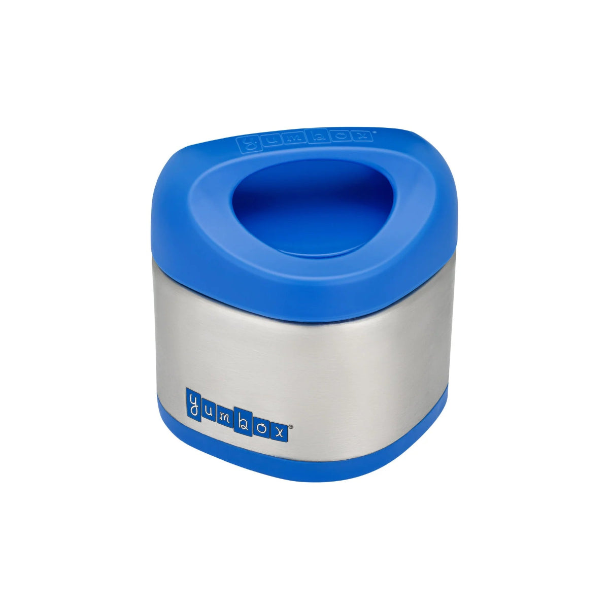 Yumbox Australia insulated food jar in stainless steel and blue, designed for storing hot or cold meals