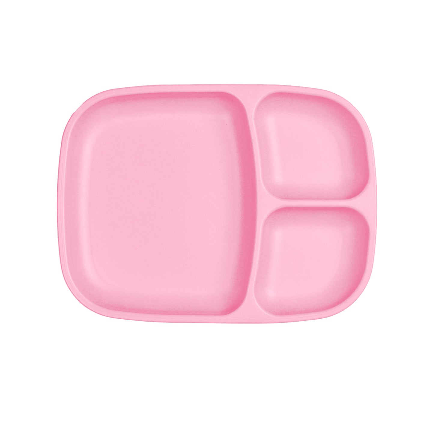 a picture of Re-Play Large Divided Plate - Baby Pinkon a white background for making mealtime fun and playful