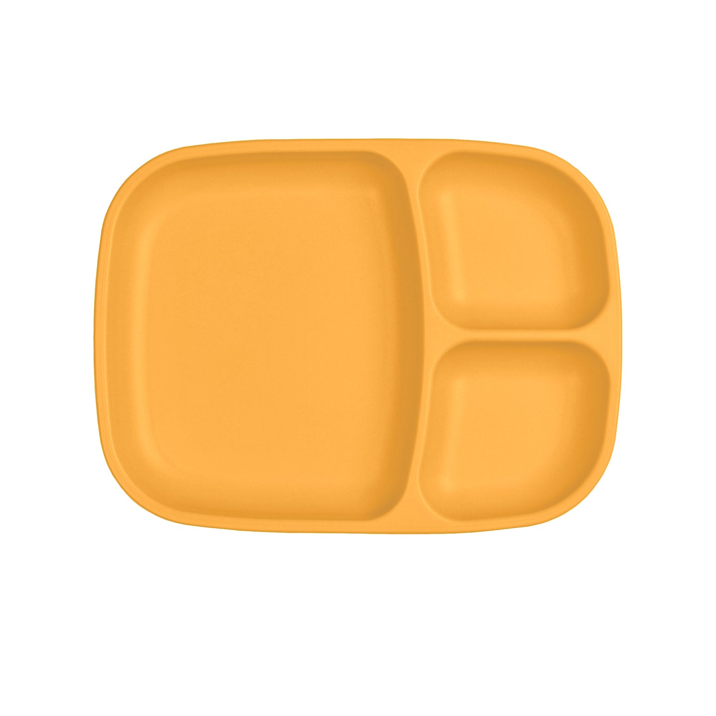 a picture of Re-Play Large Divided Plate - Sunny Yellowon a white background for making mealtime fun and playful