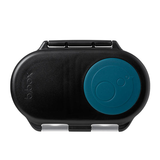 Night Vision b.box snack box with whole‑fruit holder and leak‑proof silicone seals for small snacks.
