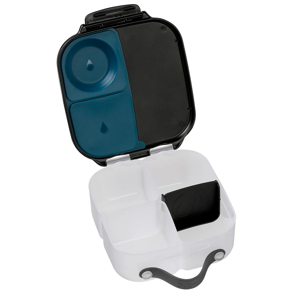 Night Vision b.box MINI lunch box with leak‑proof compartments and flexible whole‑fruit holder.