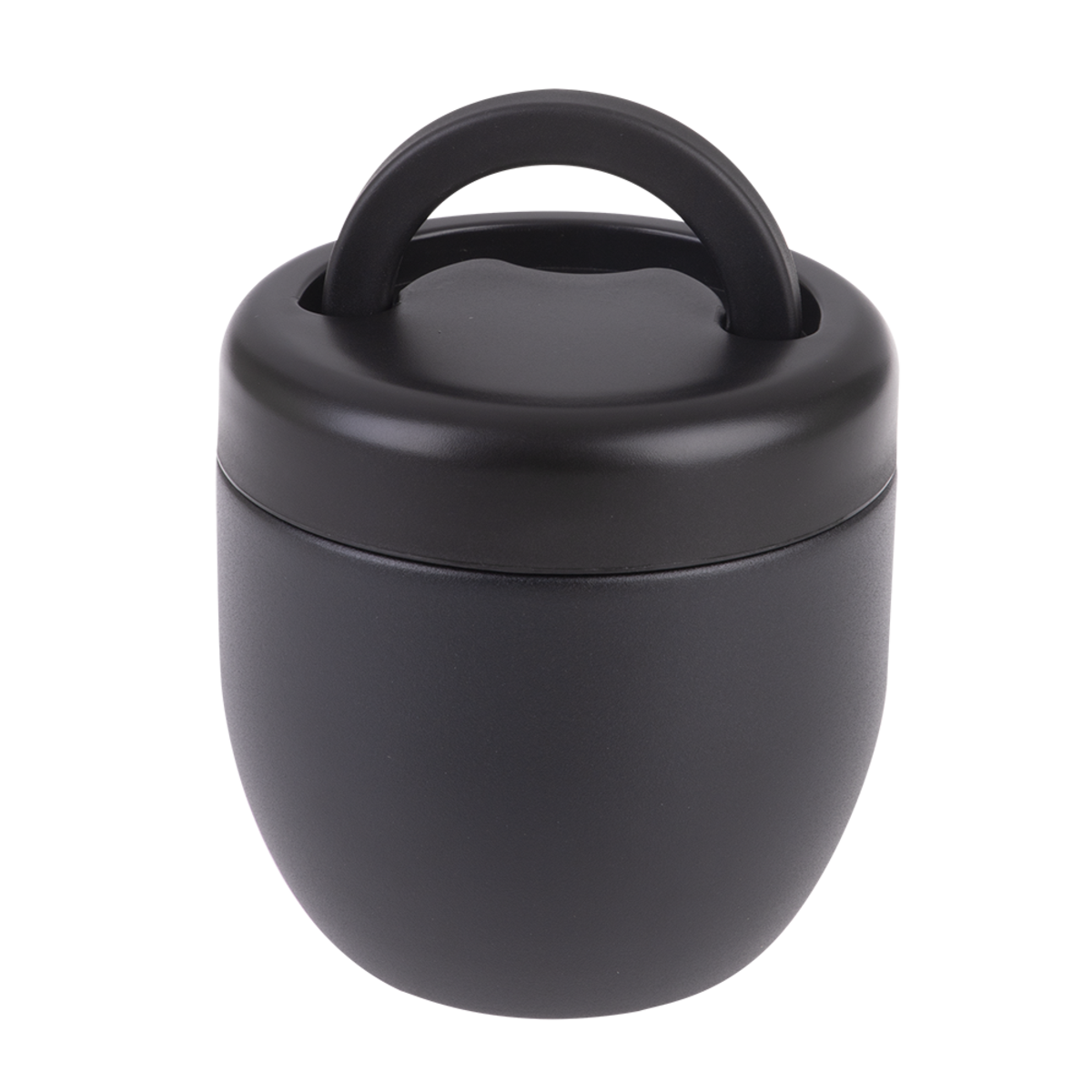 Black Oasis 470ml insulated food pod with twist-seal lid and foldable carry handle.