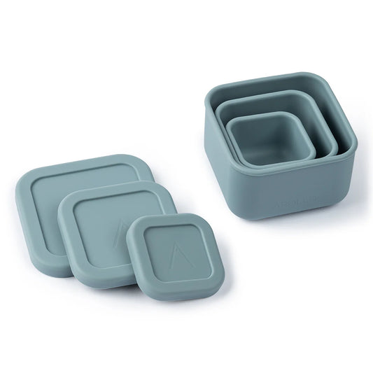 Apollo Silicone Nesting Square Set of 3 – Blue - Stackable Silicone Containers