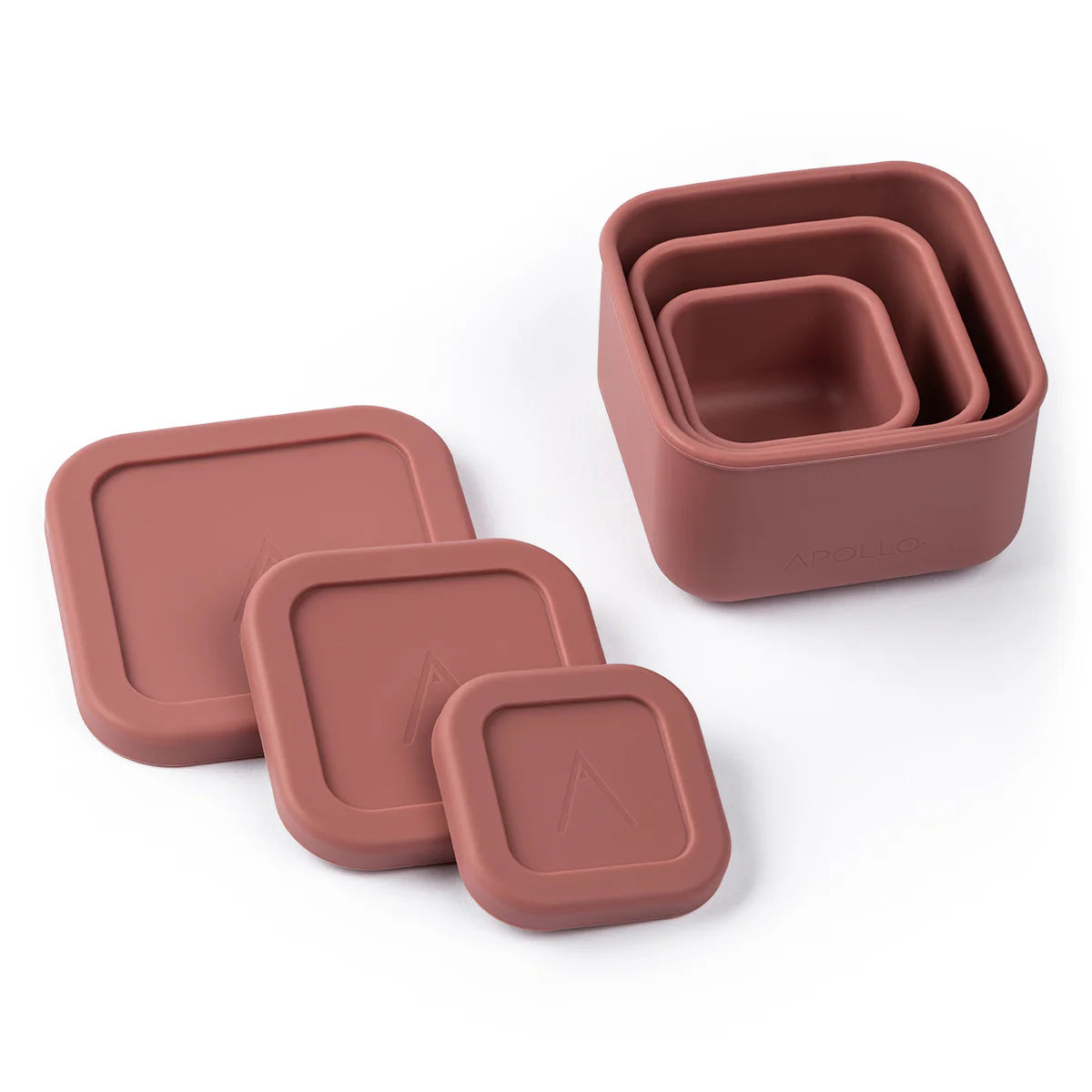 Apollo Silicone Nesting Square Set of 3 – Pink Reusable Food Containers