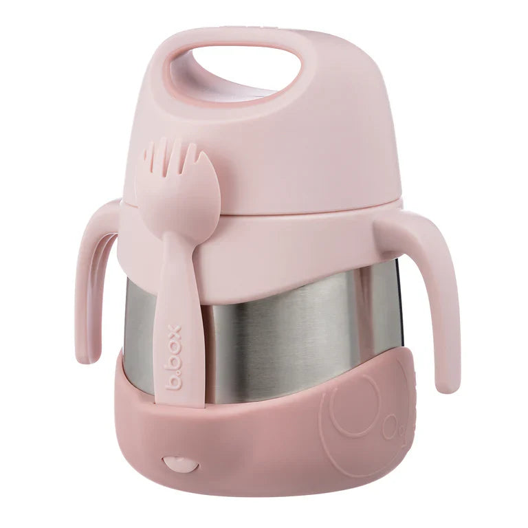 Blush Crush b.box insulated food jar with 335ml capacity, double‑wall insulation and included spork.