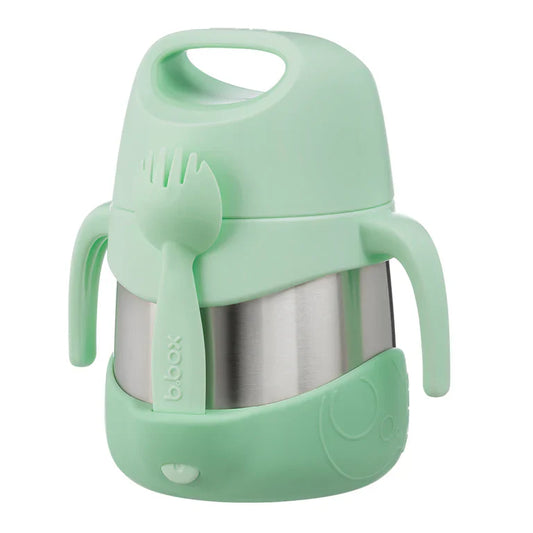 Spearmint b.box insulated food jar with 335ml capacity, easy‑grip design and stainless‑steel insulation.