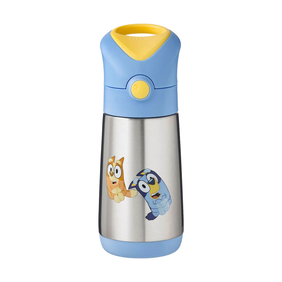 a picture of b.box Insulated Drink Bottle 350ml - Blueyon a white background for a super cool drink bottle for school