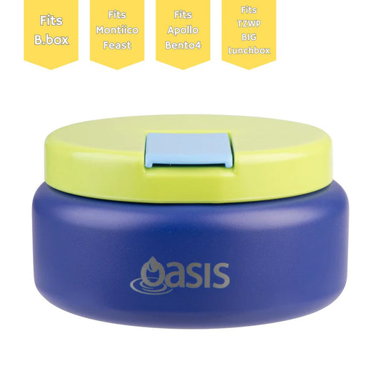 Oasis insulated kids food jar in Blue with quick-release lid, 230ml insulated thermos ideal for warm lunches, snacks and everyday outings.
