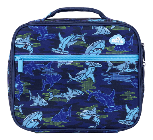 a picture of Spencil Insulated Lunch Bag with Chill Pack - Robo Shark on a white background for cool school gear