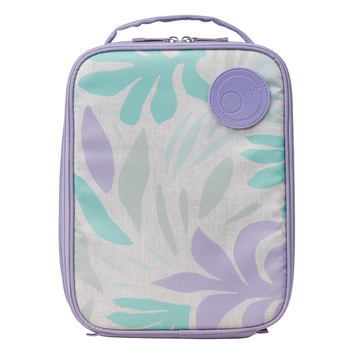 Lilac Garden b.box Flexi insulated lunch bag with flexible sides and machine‑washable aluminium lining.