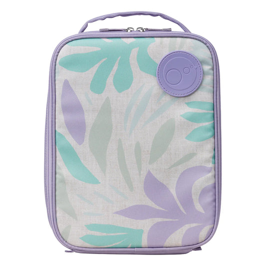 Lilac Garden b.box Flexi insulated lunch bag with flexible sides and machine‑washable aluminium lining.