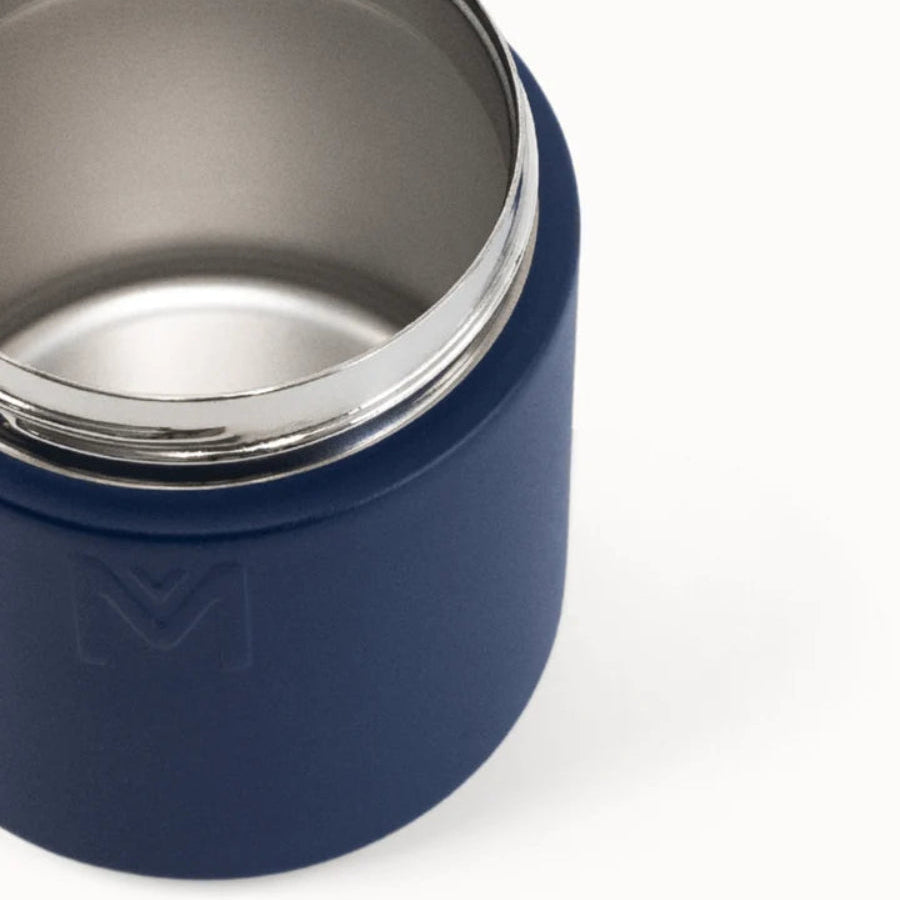 MontiiCo navy insulated food jar open on a white background