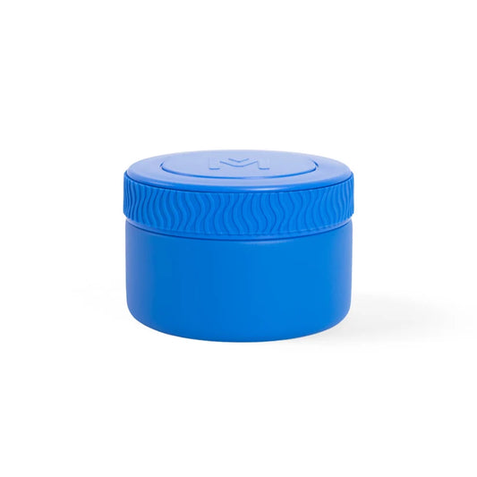 MontiiCo Kids Mini Insulated Food Jar 200ml in Blueberry blue with easy-grip lid.