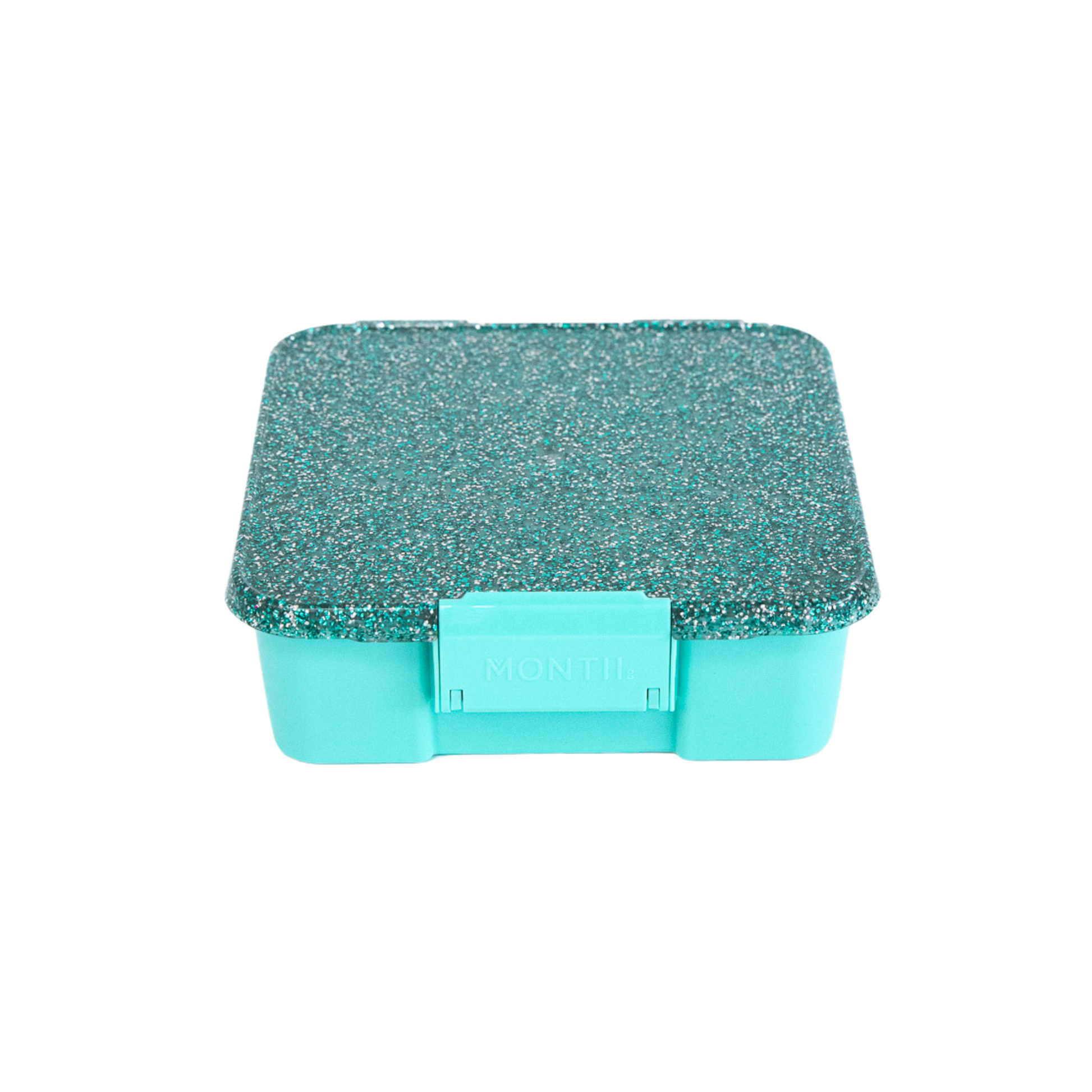 a picture of MontiiCo Bento 5 - Turquoise Glitter on a white background for cool school lunches