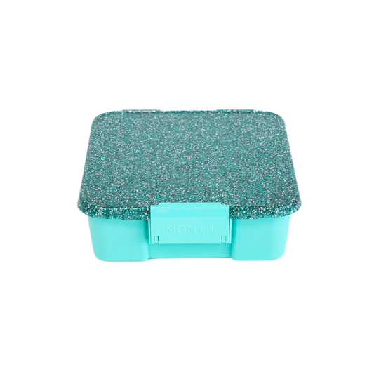 a picture of MontiiCo Bento 5 - Turquoise Glitter on a white background for cool school lunches