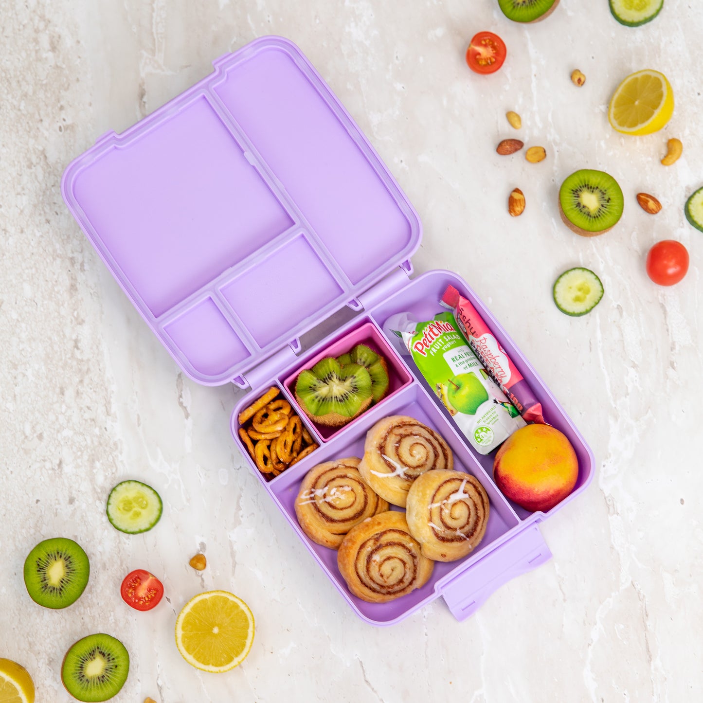 a picture of MontiiCo Feast Bento Lunch Box - Lilac on a white background for a fun bento meal
