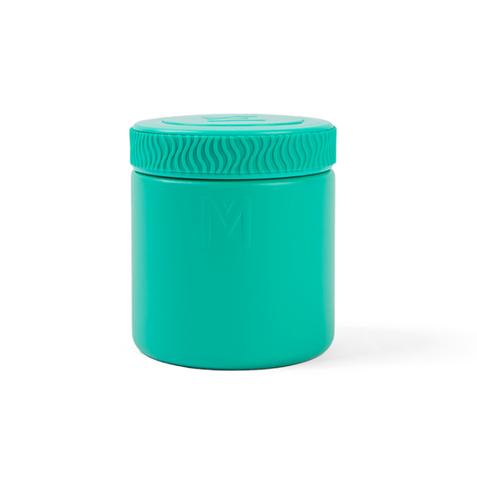 MontiiCo Mojito insulated 400ml food jar with stainless steel base and removable silicone seal.
