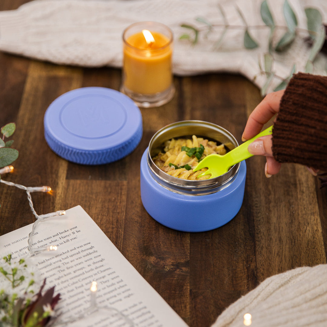 MontiiCo Mini Food Jar (200ml). Made from playground-tough stainless steel, 100% dishwasher safe, and BPA-free.