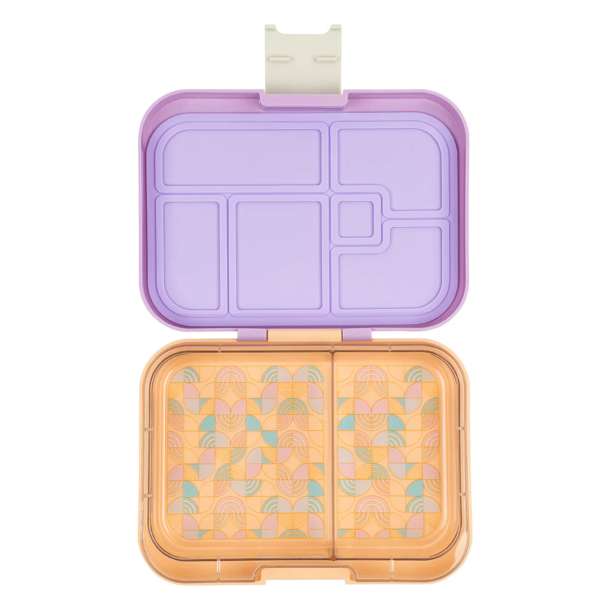 Munchbox Mega 2 V2 Lavender Haze bento box featuring a four‑compartment tray and leak‑resistant design for healthy kids’ lunches.