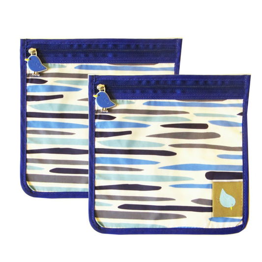 a picture of Jaq Jaq Bird Reusable Food Pouch Set of 2 - Oceanon a white background for making mealtime fun and playful