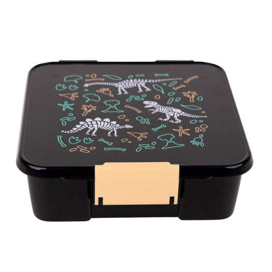 Durable Bento 3 lunchbox in Dinosaur Land design, leakproof and perfect for school lunches.