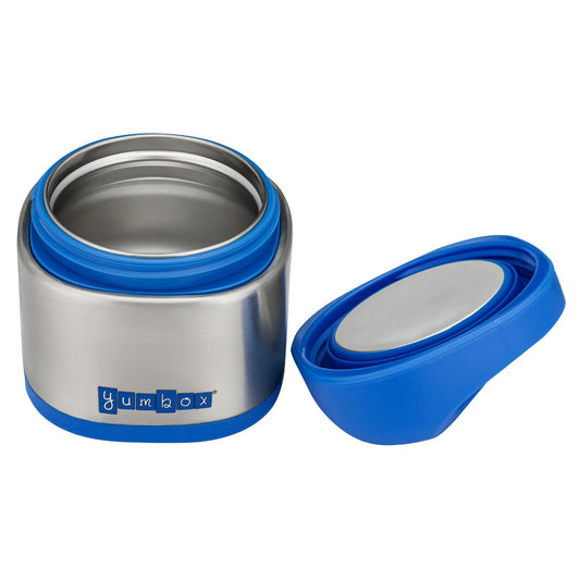 Surf Blue Yumbox Cubi triple‑wall insulated food jar with leakproof silicone seal.