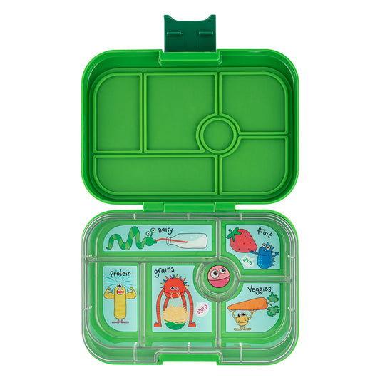 a picture of Yumbox Original - Jurassic Green on a white background , kids favourite lunch box
