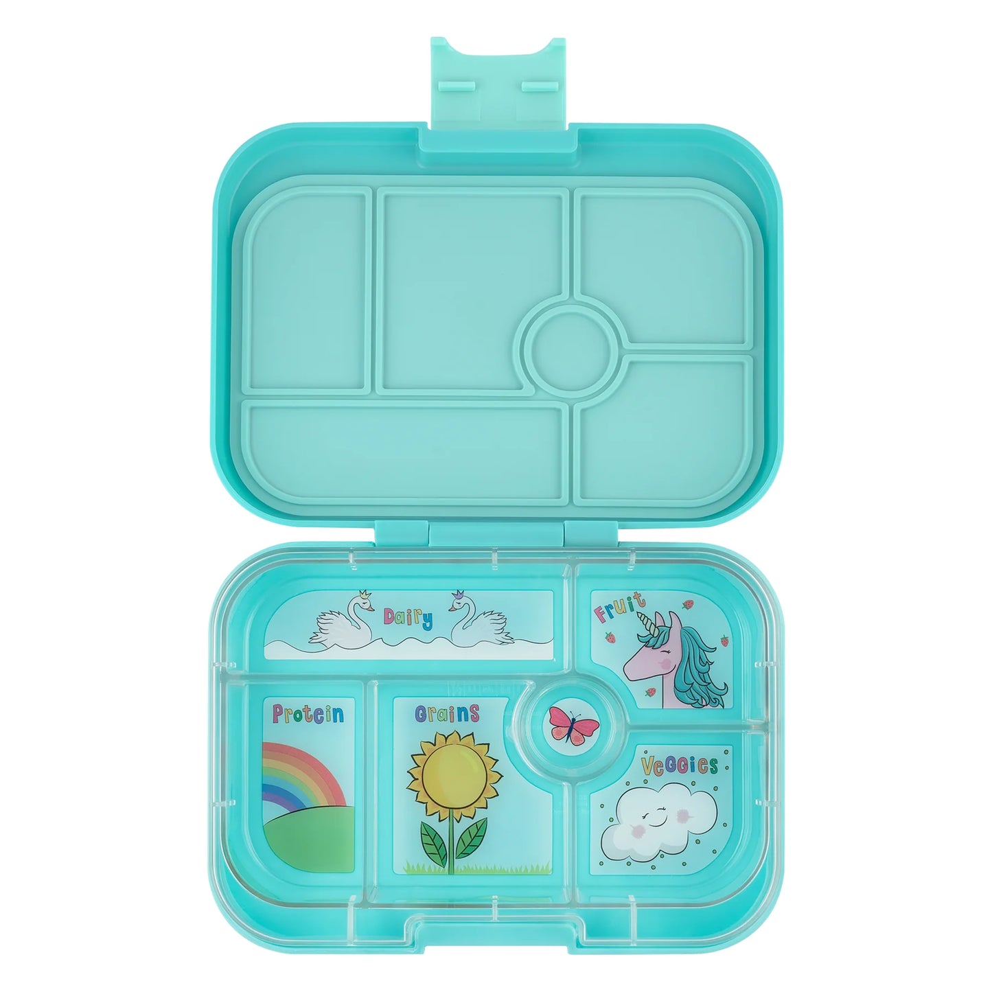 a picture of Yumbox Original - Miami Aqua on a white background , kids favourite lunch box