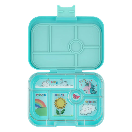 a picture of Yumbox Original - Miami Aqua on a white background , kids favourite lunch box
