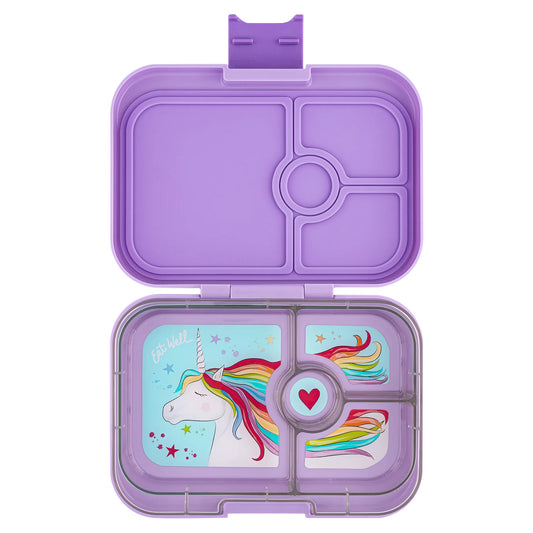 Lavande Purple Yumbox Panino lunchbox with four compartments and Tritan tray.