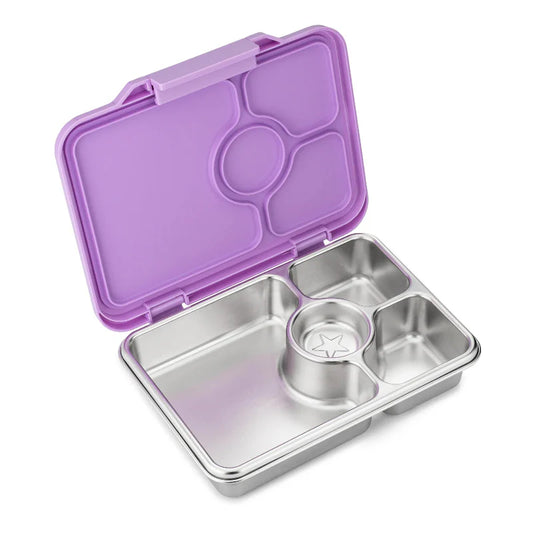 a picture of Yumbox Prêt Stainless Steel Lunchbox - Lavande Purple on a white background for a fun bento meal