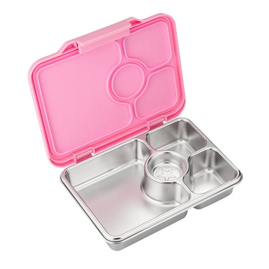 a picture of Yumbox Prêt Stainless Steel Lunchbox - Versailles Pink on a white background for a fun bento meal