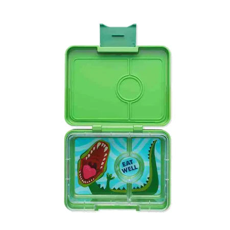 a picture of Yumbox Snack - Jurassic Green on a white background for a fun bento meal