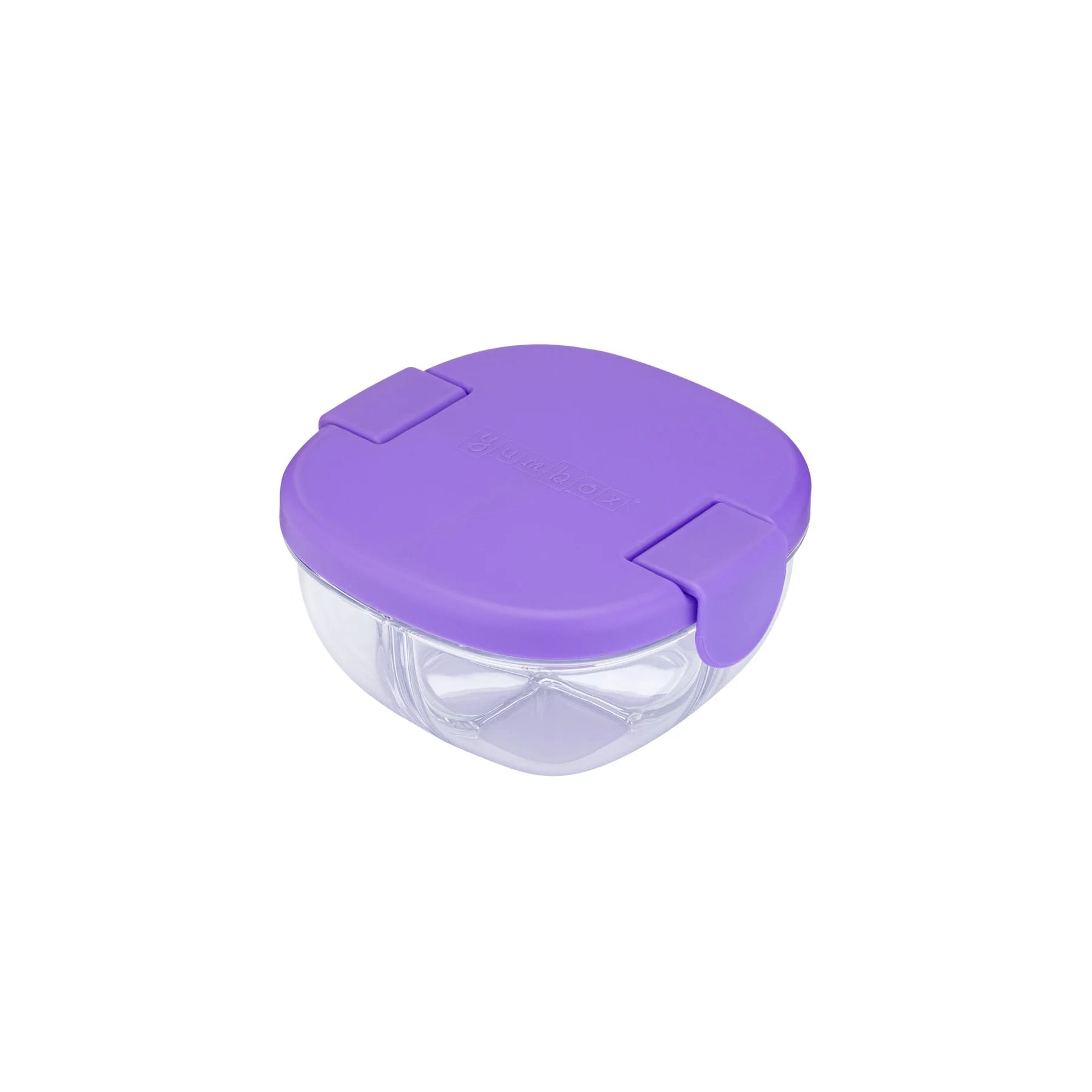 Haze Purple Yumbox 3‑compartment snack bowl with removable silicone gasket.
