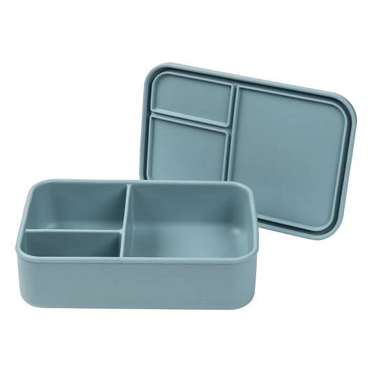 Apollo blue rectangle bento lunch box with 3 lunch box compartments
