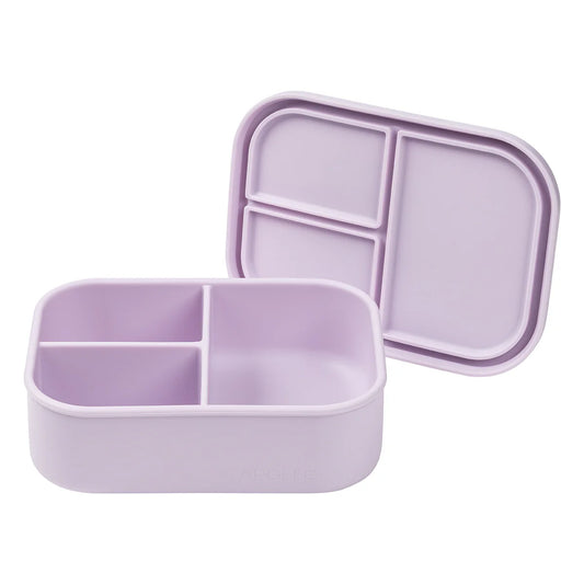 Apollo purple silicone bento lunch box with 3 lunch box compartments