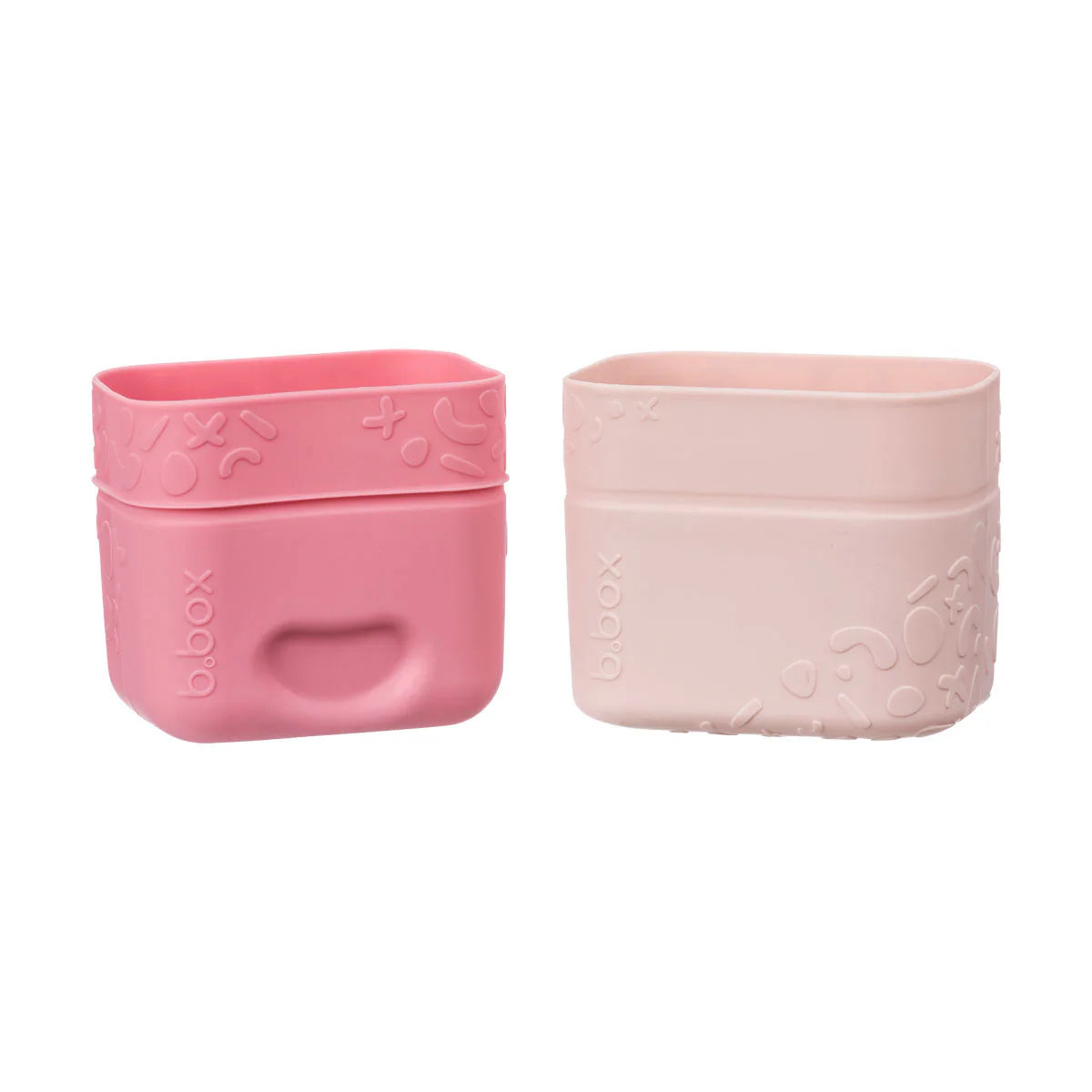 b.box Silicone Snack Cup Berry set with two pink silicone cups shown side by side.