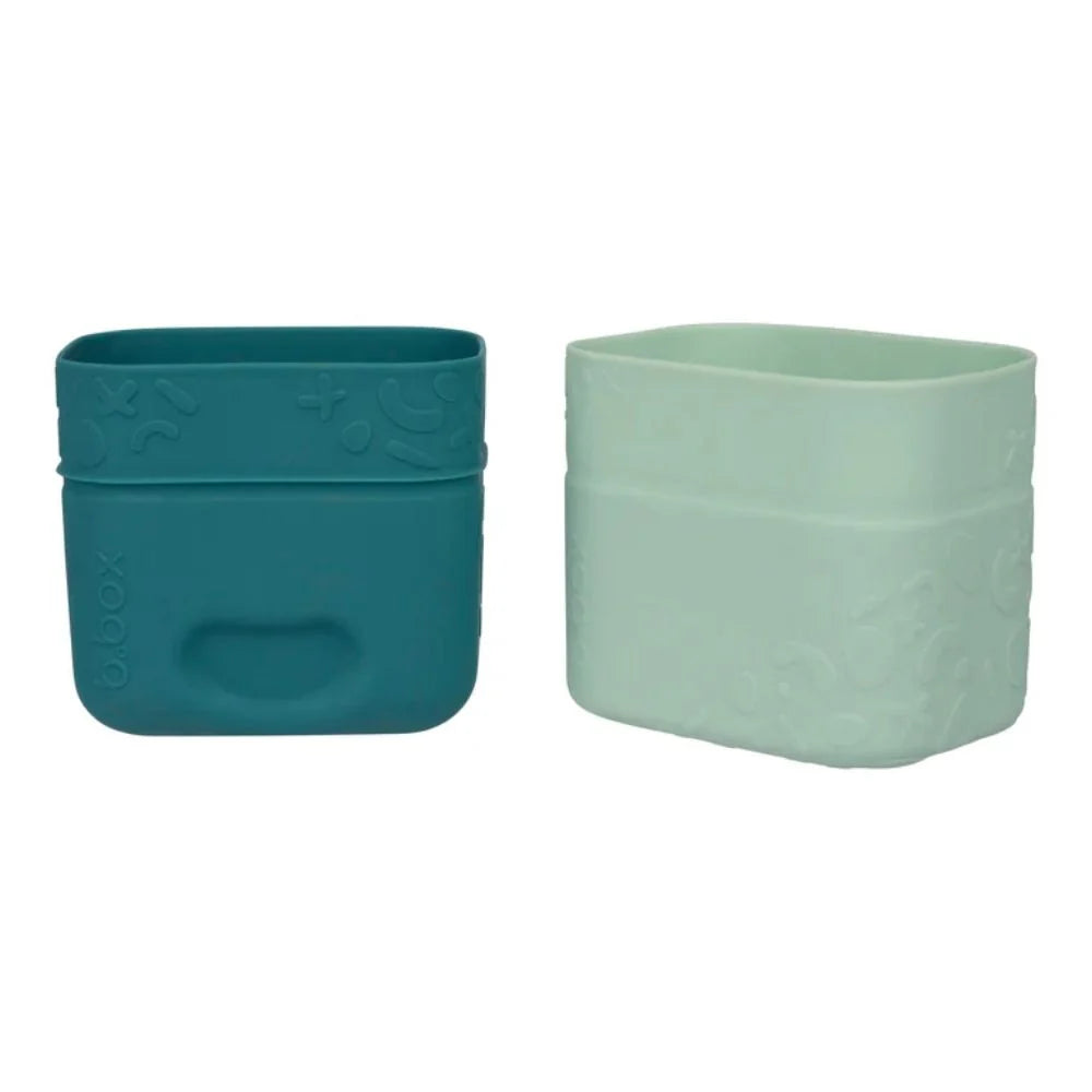 b.box Silicone Snack Cup Berry set with two pink silicone cups shown side by side.