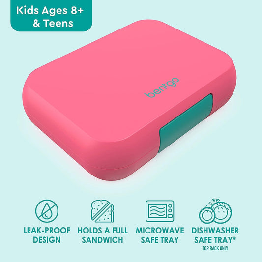 Bentgo Pop Fuchsia lunch box closed view with secure latch for kids ages 8+