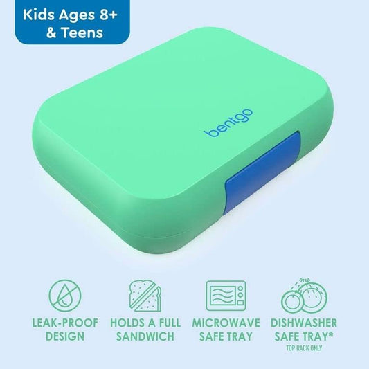 Bentgo Pop Spring Green lunch box closed view with secure latch for kids ages 8+