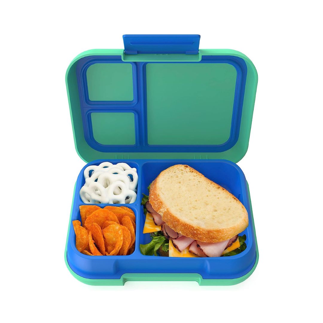 Bentgo Pop Spring Green lunch box open showing bento‑style compartments filled with food