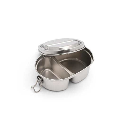 Ecococoon stainless steel Snack Pod Duo Stainless steel food container with lid on a white background