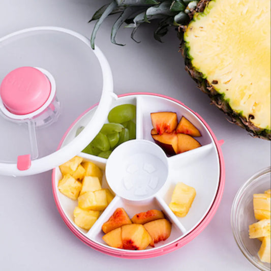 GoBe Large Snack Spinner Coral Pink – toddler snack spinner with compartments