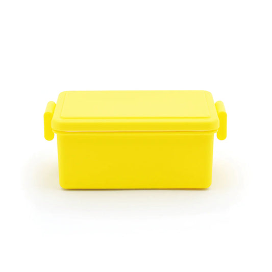 Large lemon yellow freezable container for school snacks and chilled lunches.