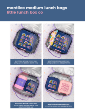 MontiiCo Medium Lunch Bag with  insulated jar and bento box
