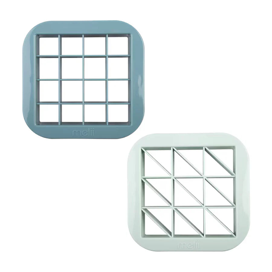 Blue Mint Melii bite‑size sandwich cutters for shaping sandwiches, fruit and snacks into fun, portioned bites.