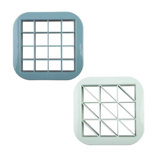 Blue Mint Melii bite‑size sandwich cutters for shaping sandwiches, fruit and snacks into fun, portioned bites.