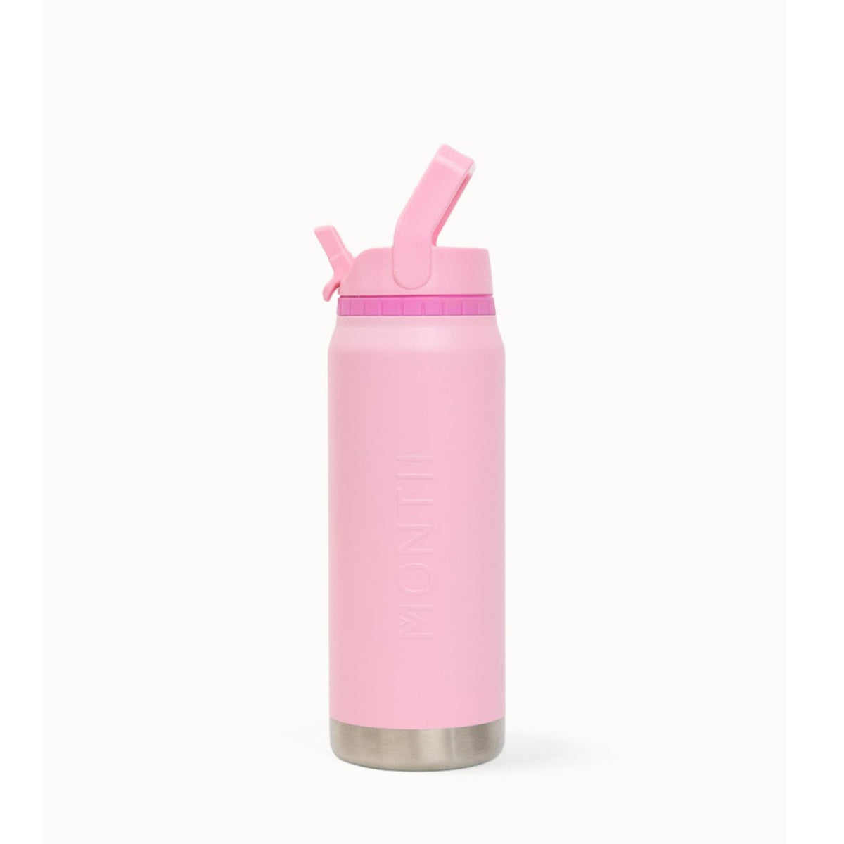 MontiiCo 750ml Sport Drink Bottle - Bubblegum with straw on a white background