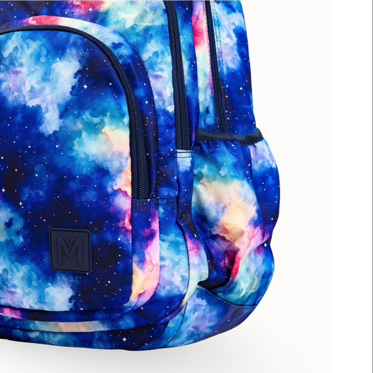 MontiiCo - Starlight Backpack with a colorful galaxy design on a white background